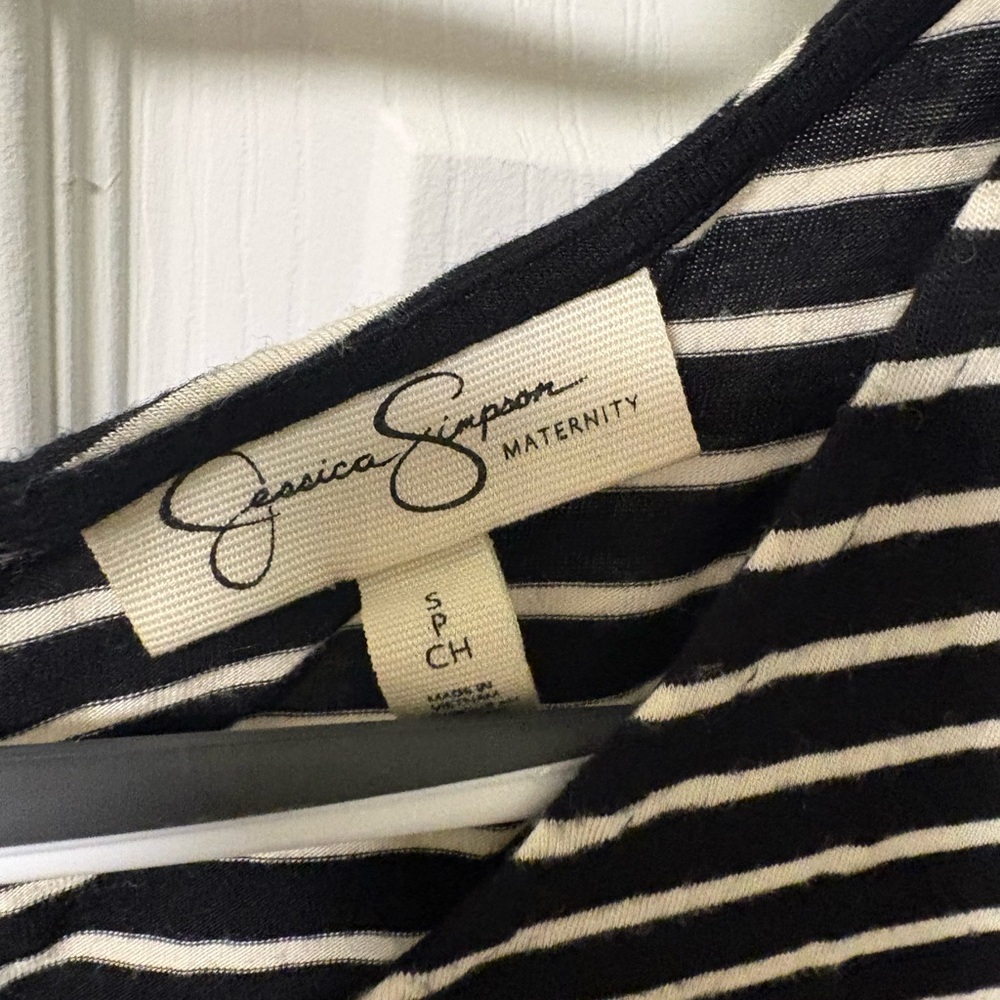 Jessica Simpson Black and White Striped Maternity Top